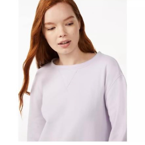 Free Assembly Women's Drop Shoulder Sweatshirt Dress Purple - Picture 4 of 4